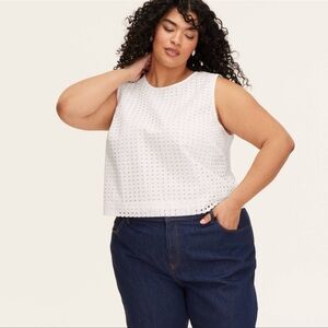 White Sleeveless Eyelet Top